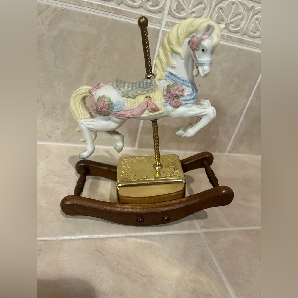 Vintage Westminster Music Box Rocking Porcelain‎ Carousel Horse